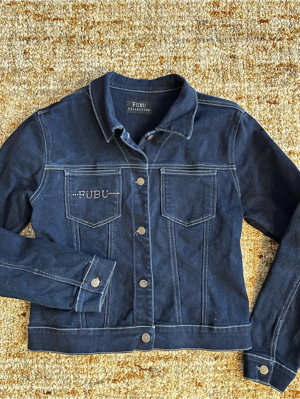 FUBU Dark Blue Denim Jean Jacket - Picture 2 of 10